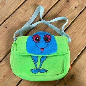 Adventure Planet Blue Green Fuzzy Soft Dolphin Purse Bag 12” x 9” Plush